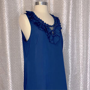 SCI New York, sleeveless blue decorated top